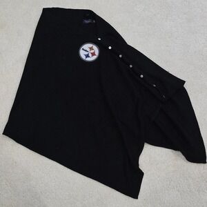 Little Earth Pittsburgh Steelers Womens OS Black Rhinestone Logo Poncho Wrap New